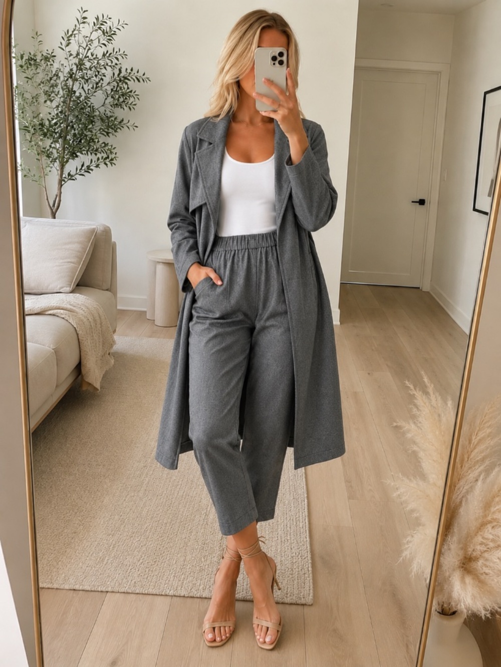 NWT Wool Blend Trench Jogger Set Medium